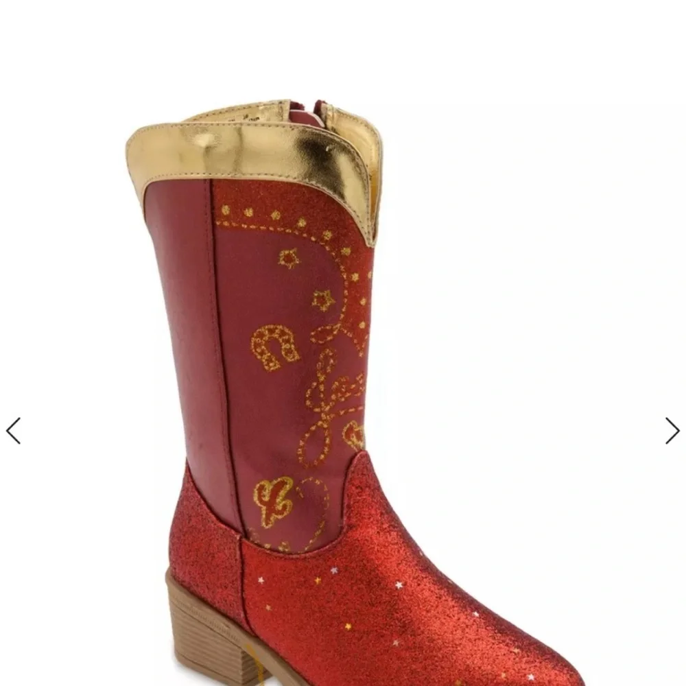 Disney Red and Gold Glitter Cowboy Boots Kids Costume - Picture 3 of 7